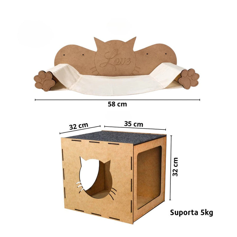 Playground para Gato KIT Completo 16 Peças em MDF