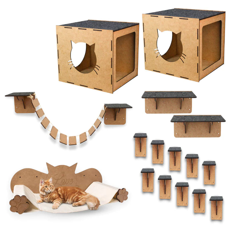 Playground para Gato KIT Completo 16 Peças em MDF